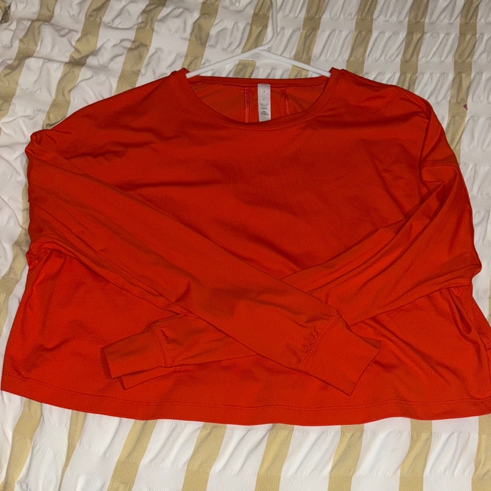 Women's Orange Cropped Long Sleeve